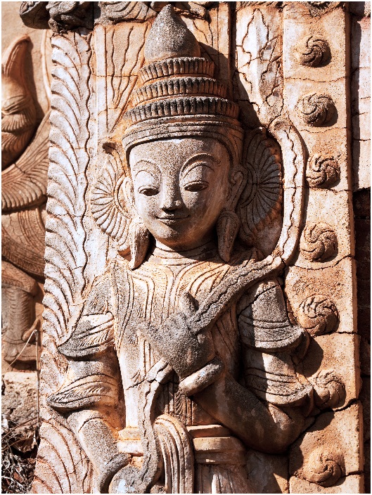 Carved stone figure in Myanmar